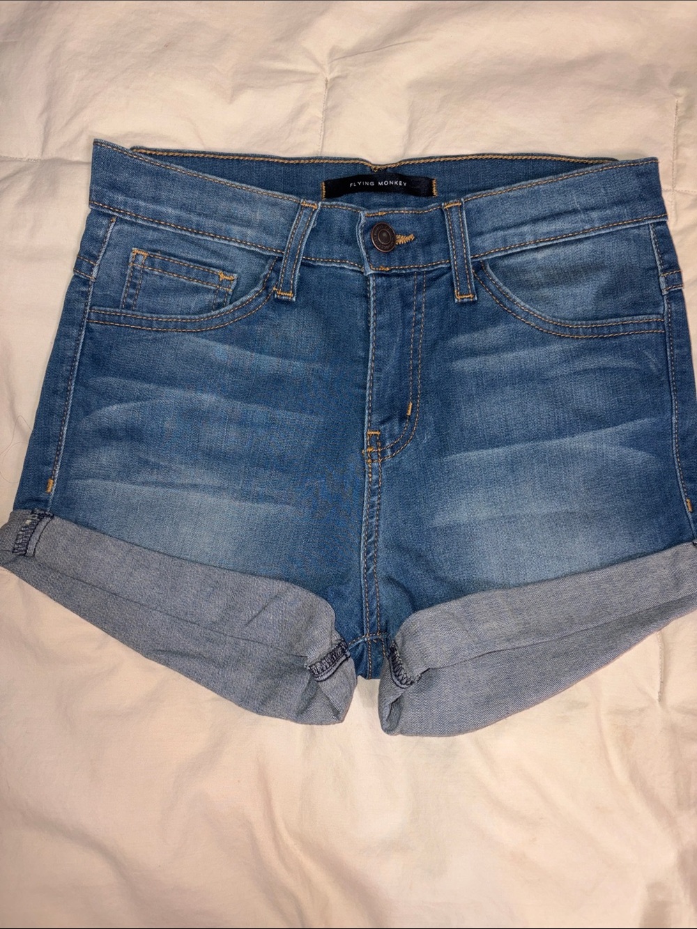 Flying Monkey Size 25  Light Blue Rolled Cuff Denim Shorts